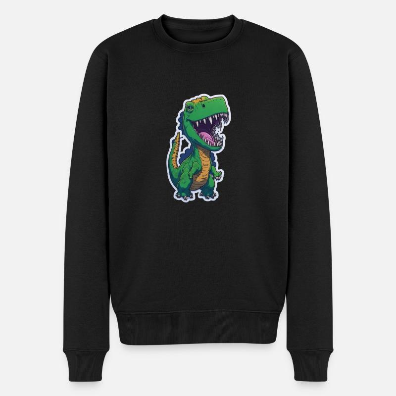 Dinosaurier lustig cool - Männer Premium Bio Pullover - Schwarz