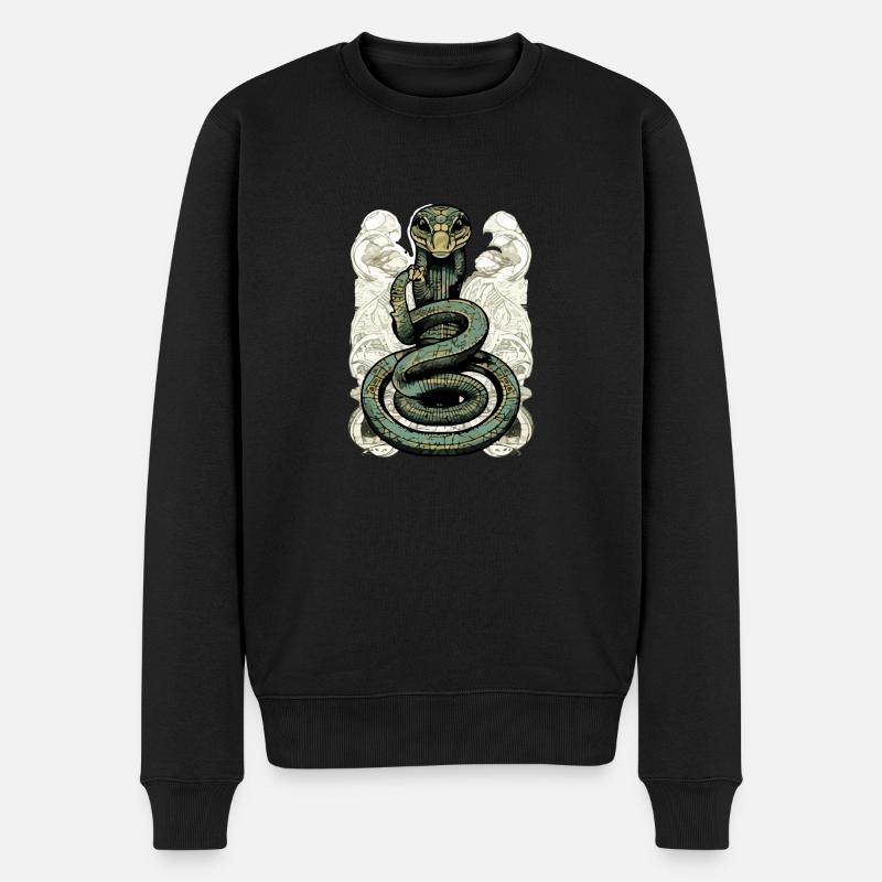 Kik die Schlange - Männer Premium Bio Pullover - Schwarz