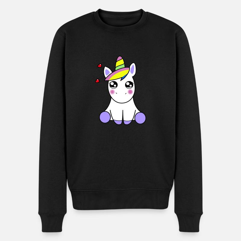 KAWAII EINHORN - Männer Premium Bio Pullover - Schwarz