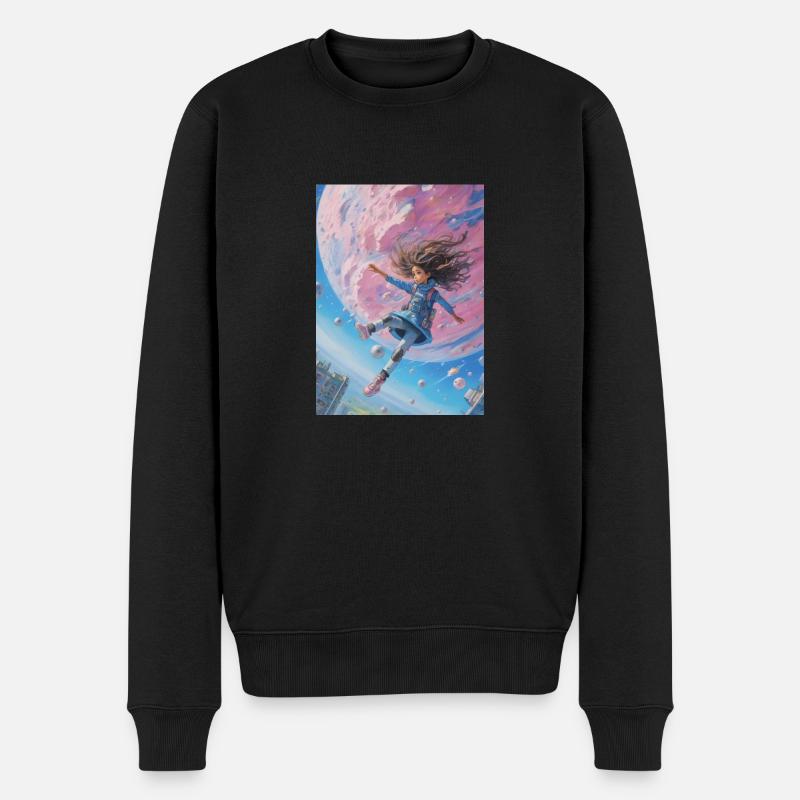 A girl falling into earth - Männer Premium Bio Pullover - Schwarz