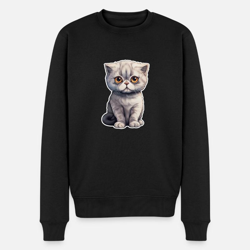 Scottish Fold Katze - Männer Premium Bio Pullover - Schwarz