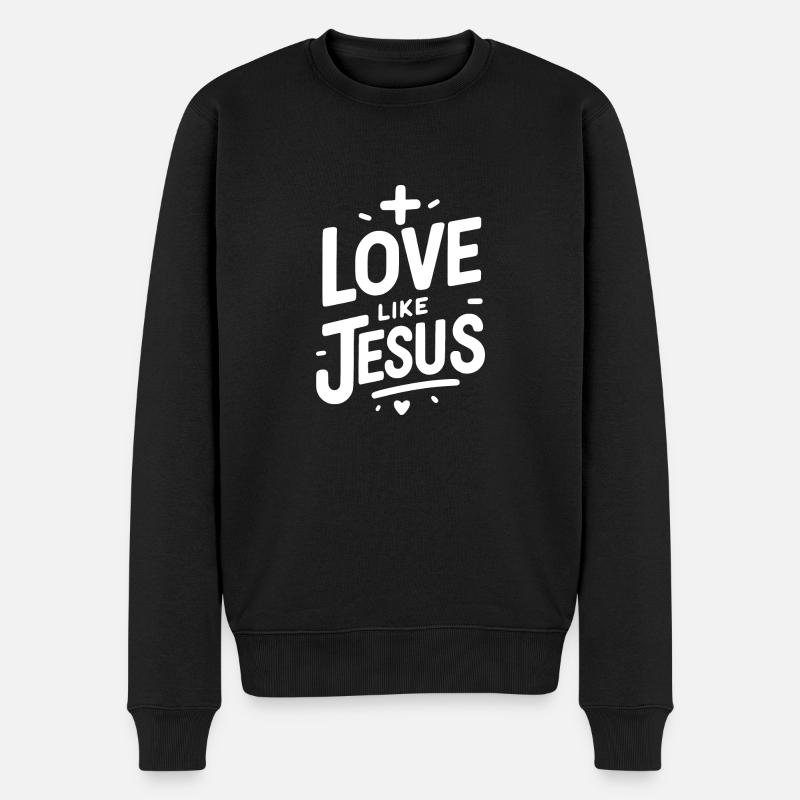 Liebe ist Jesus - Männer Premium Bio Pullover - Schwarz