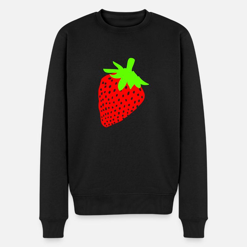Erdbeere - Männer Premium Bio Pullover - Schwarz