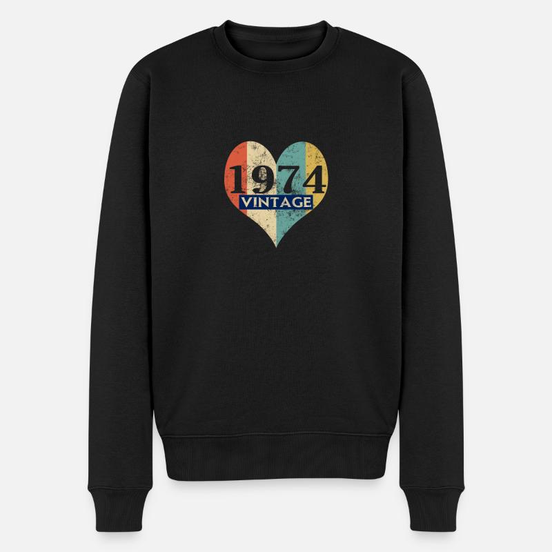 Weinlese 1974 Retro - Männer Premium Bio Pullover - Schwarz