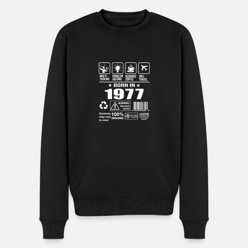Né en 1977 - Pull Premium bio Homme - noir