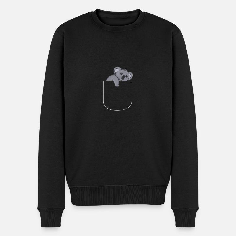 Koala in der Tasche - Männer Premium Bio Pullover - Schwarz