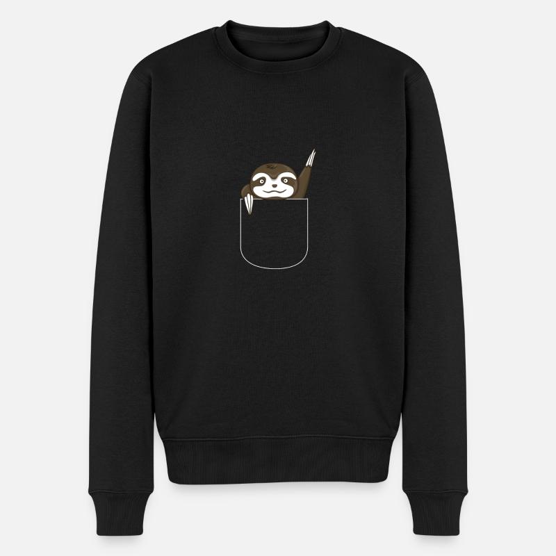 Faultier in der Tasche - Geschenk - Männer Premium Bio Pullover - Schwarz