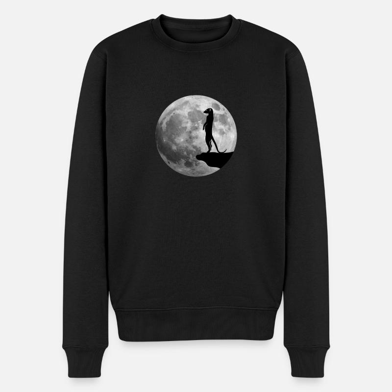 erdmännchen mond meerkat moon wildtiere - Männer Premium Bio Pullover - Schwarz