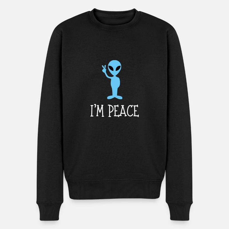 I come in peace im peace couples - Männer Premium Bio Pullover - Schwarz