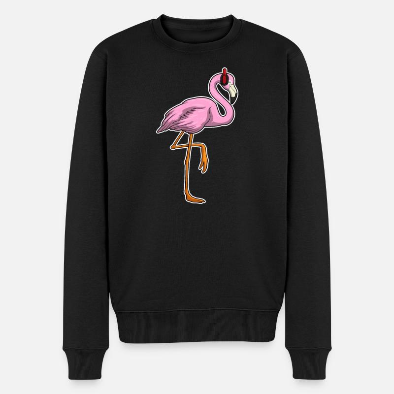 Flamingo Kopfhörer Musik - Männer Premium Bio Pullover - Schwarz