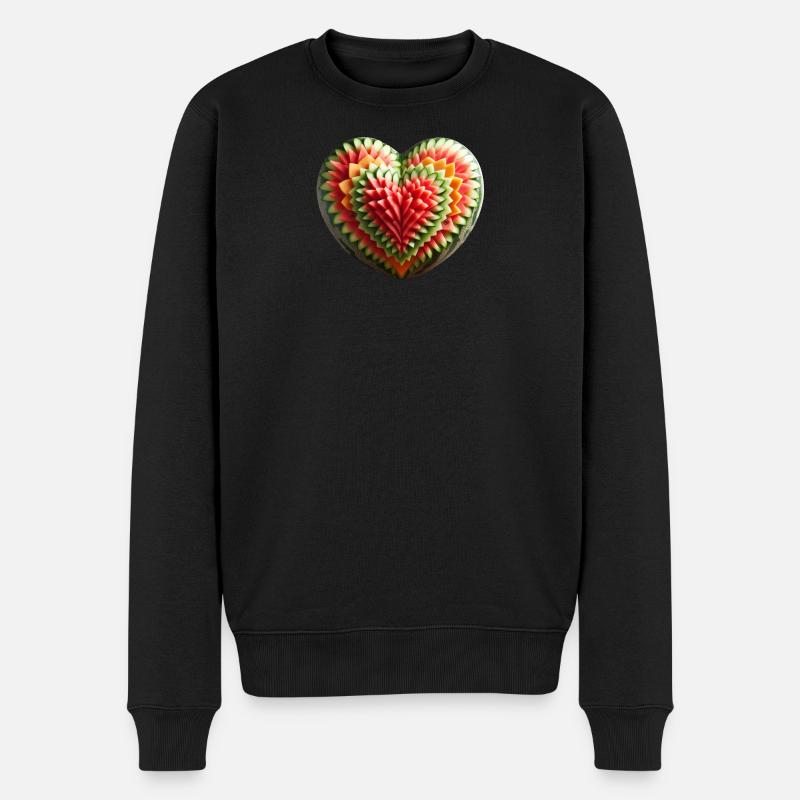 Ein Melonenherz - Männer Premium Bio Pullover - Schwarz