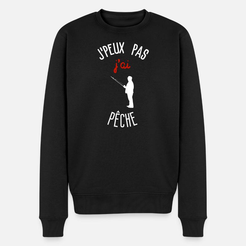 Ich kann nicht, ich fischte - Männer Premium Bio Pullover - Schwarz