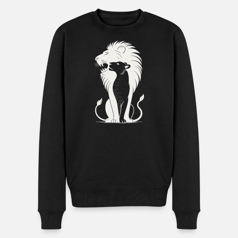 Königliche Löwensilhouette - Männer Premium Bio Pullover - Schwarz