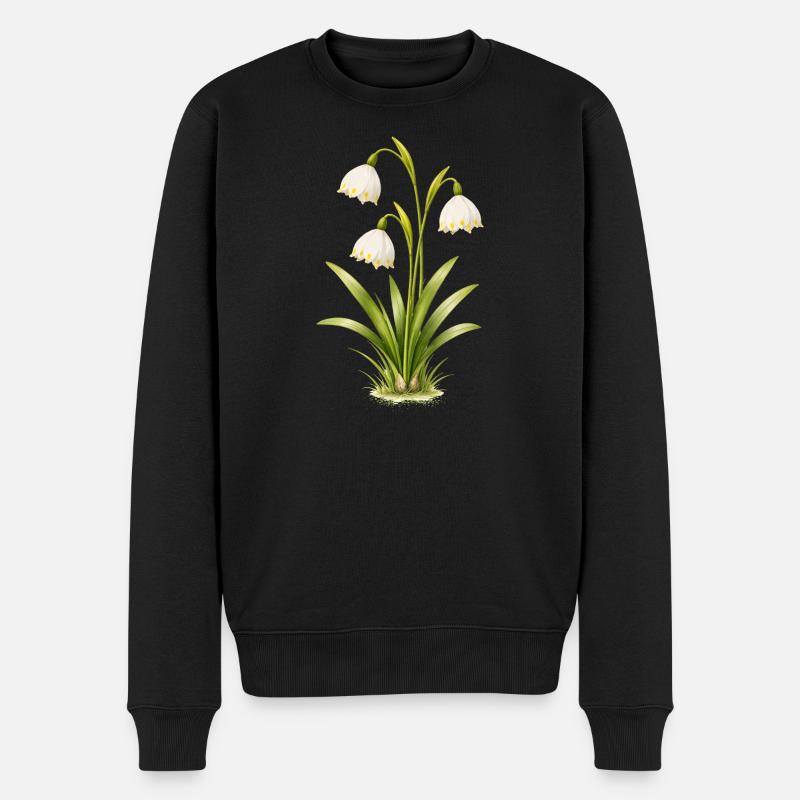 Märzenbecher Frühlingsblume Illustration  - Männer Premium Bio Pullover - Schwarz