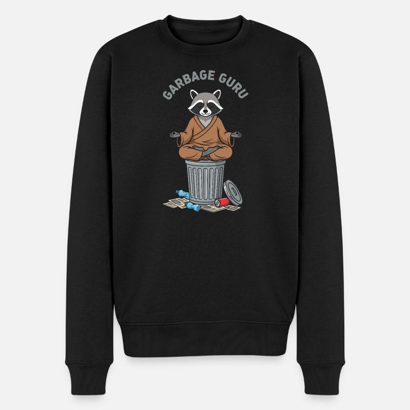 Müllguru Waschbär Zen - Männer Premium Bio Pullover - Schwarz
