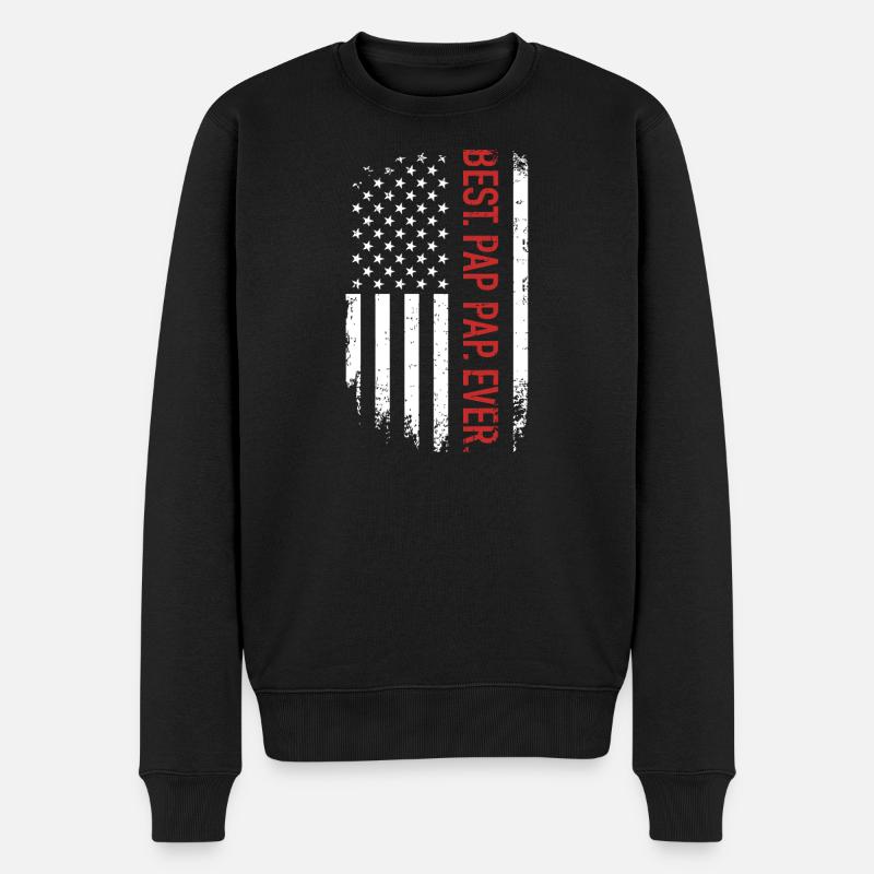 Drapeau grunge américain avec Rouge - Pull Premium bio Homme - noir