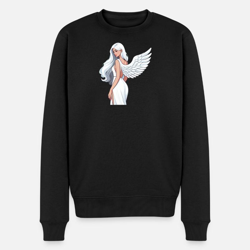 Himmlische Flügelheldin - Männer Premium Bio Pullover - Schwarz