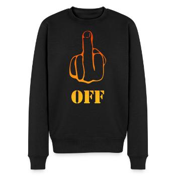 Fuck off - Männer Premium Bio Pullover - Schwarz - Vorne - Nico (187cm)