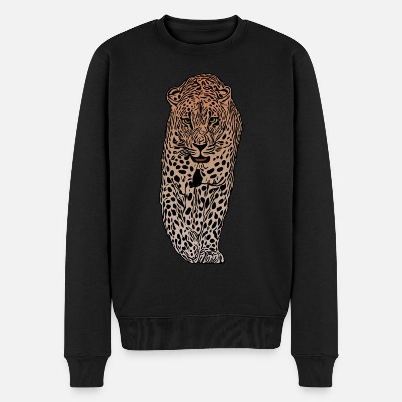 Léopard Afrique Animal Fauve - Pull Premium bio Homme - noir
