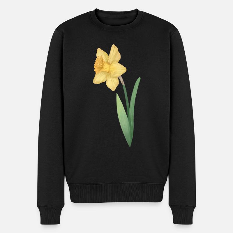 Narzissen (Narcissus) Osterglocke - Männer Premium Bio Pullover - Schwarz