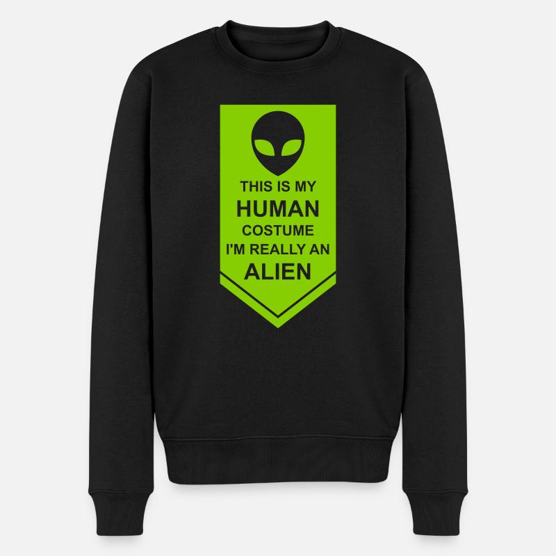 human costume alien Zitat - Männer Premium Bio Pullover - Schwarz