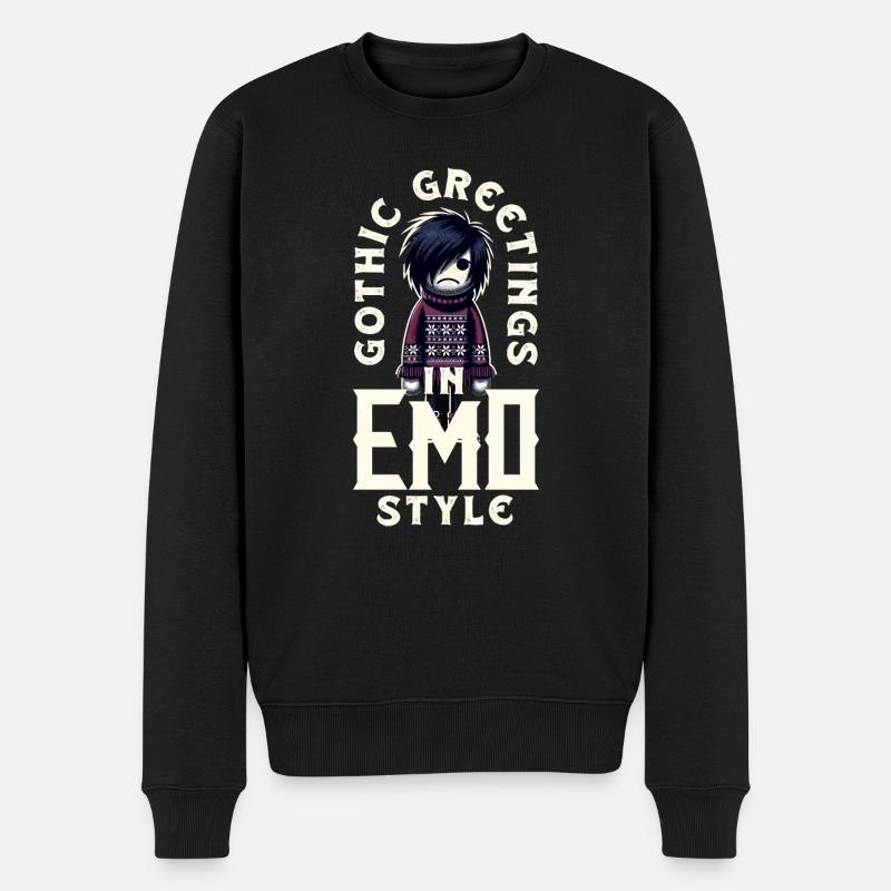 Salutations gothiques dans l’esthétique emocore de style emo - Pull Premium bio Homme - noir