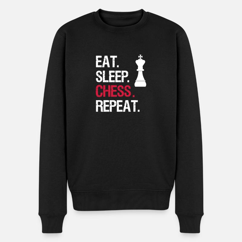 Eat Sleep Chess Repeat - König - Männer Premium Bio Pullover - Schwarz