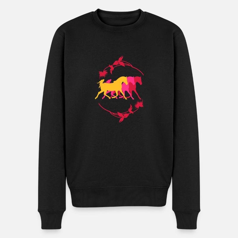 trab_drei_pferde - Männer Premium Bio Pullover - Schwarz