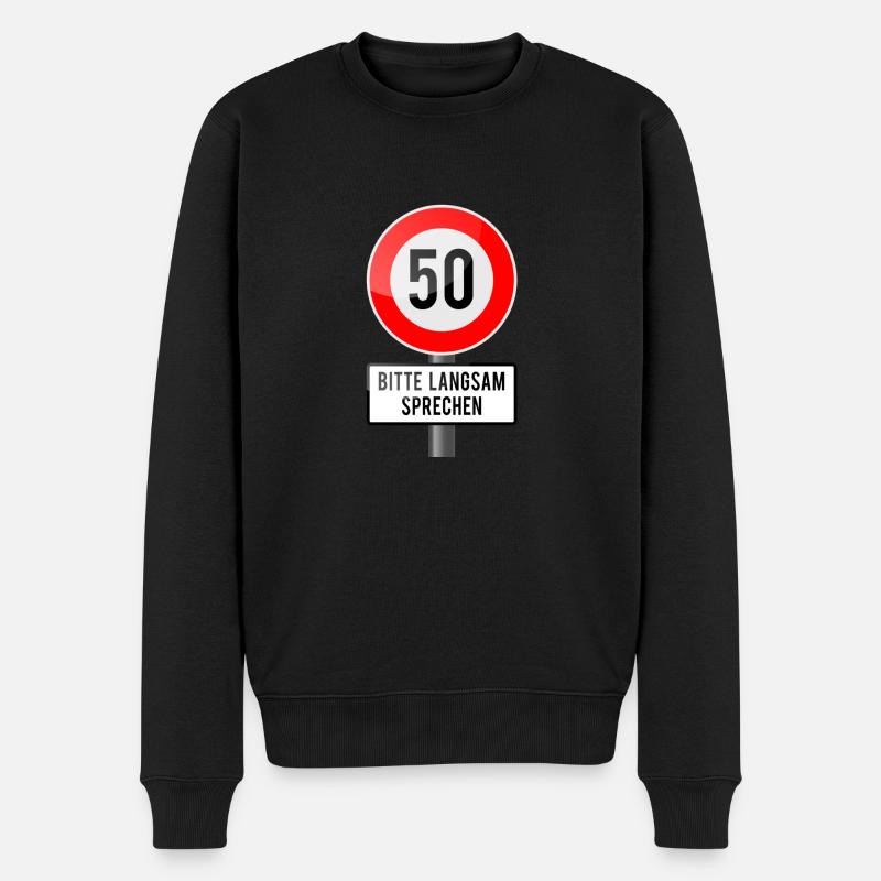 50 Jahre Schild langsam - Männer Premium Bio Pullover - Schwarz