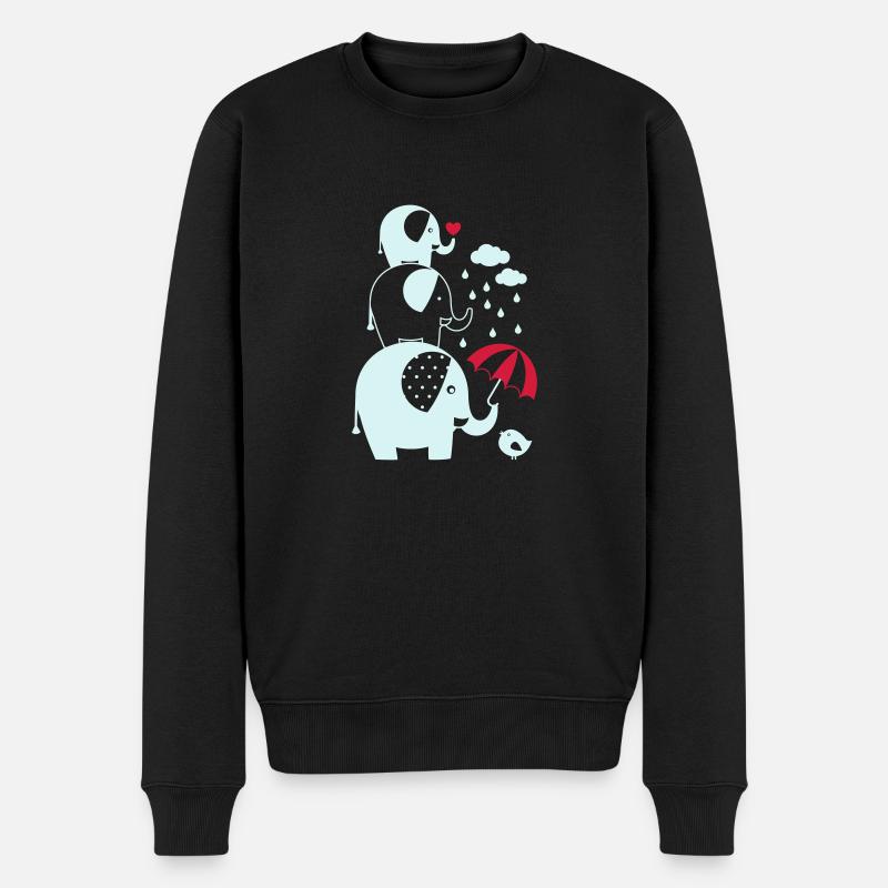 Elefanten - Männer Premium Bio Pullover - Schwarz