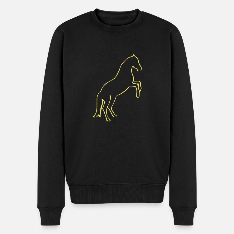 Steigendes Pferd - Männer Premium Bio Pullover - Schwarz