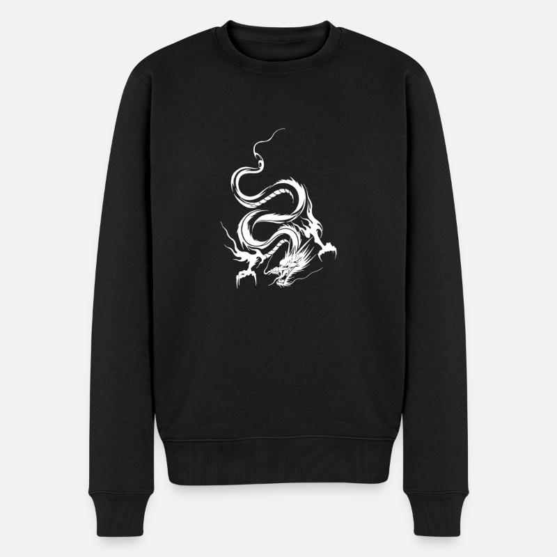 dragon_blanc - Männer Premium Bio Pullover - Schwarz