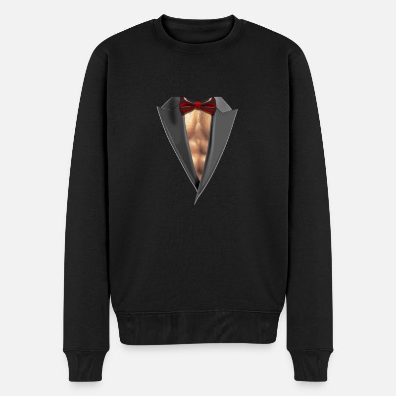 Tuxedo Brust - Männer Premium Bio Pullover - Schwarz