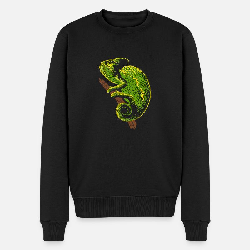 Chamäleon Reptil - Männer Premium Bio Pullover - Schwarz