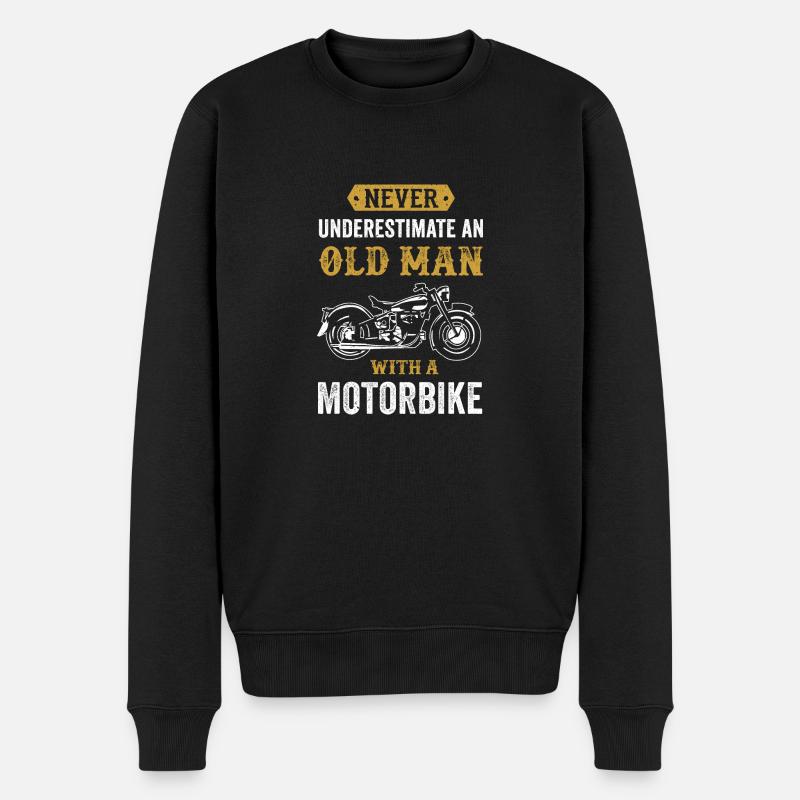 Alter Mann Motorrad lustiges Biker Geschenk - Männer Premium Bio Pullover - Schwarz