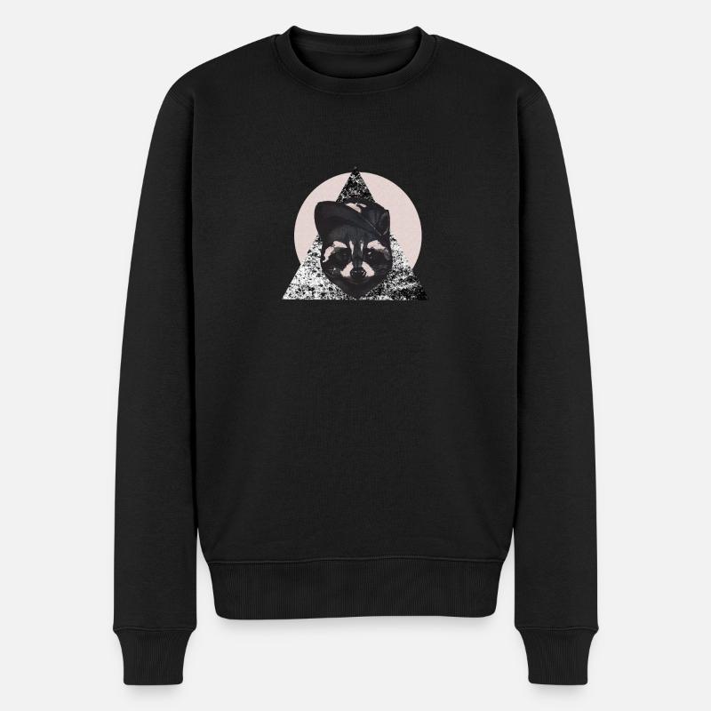 Waschbär - Männer Premium Bio Pullover - Schwarz