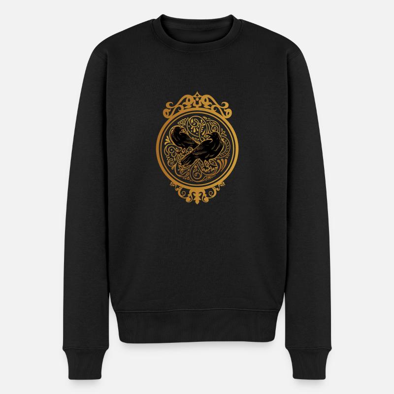 Hugin & Munin gold by the Manzanita´s - Männer Premium Bio Pullover - Schwarz