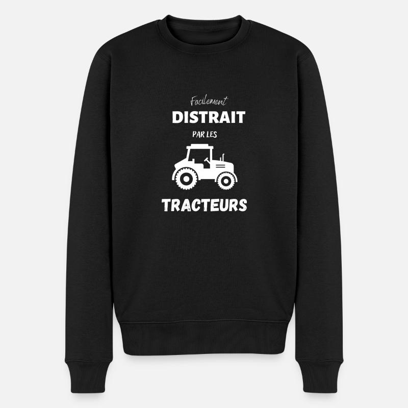 Facilement distrait par les tracteurs. - Pull Premium bio Homme - noir