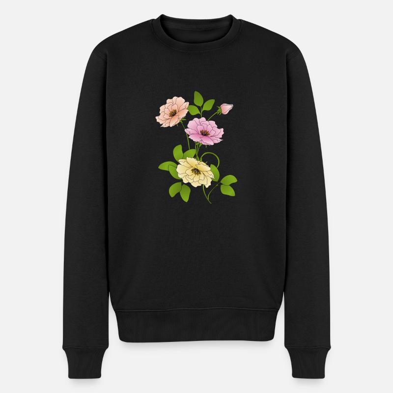 Blumen - Männer Premium Bio Pullover - Schwarz