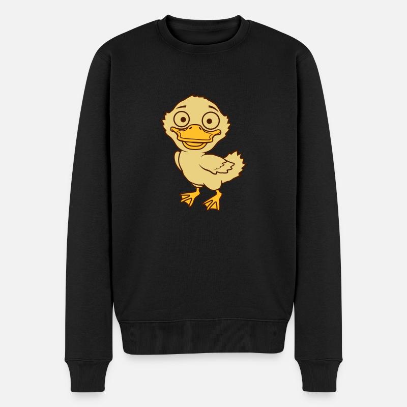 Süßes kleines Comic Entenküken - Männer Premium Bio Pullover - Schwarz