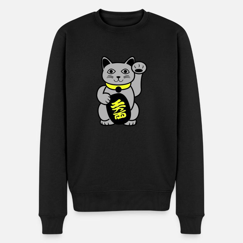 Maneki Winkekatze - Männer Premium Bio Pullover - Schwarz