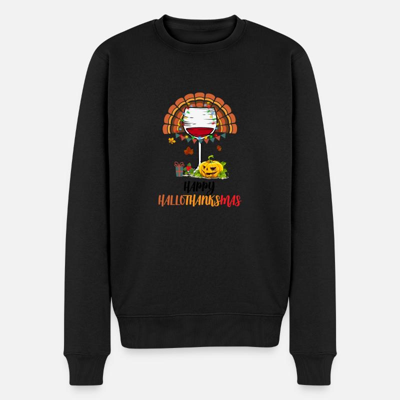 Frohe Hallothanksmas - Männer Premium Bio Pullover - Schwarz