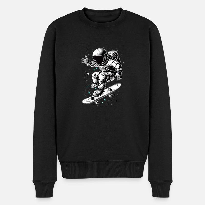 Skater Astronaut - Männer Premium Bio Pullover - Schwarz