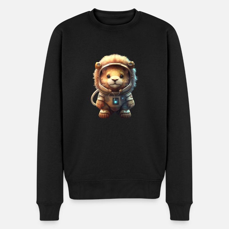 Cosmic King - Der abenteuerliche Astronautenlöwe - Männer Premium Bio Pullover - Schwarz