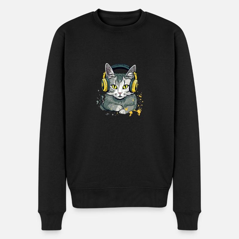 Jili le chat audiophile - Pull Premium bio Homme - noir