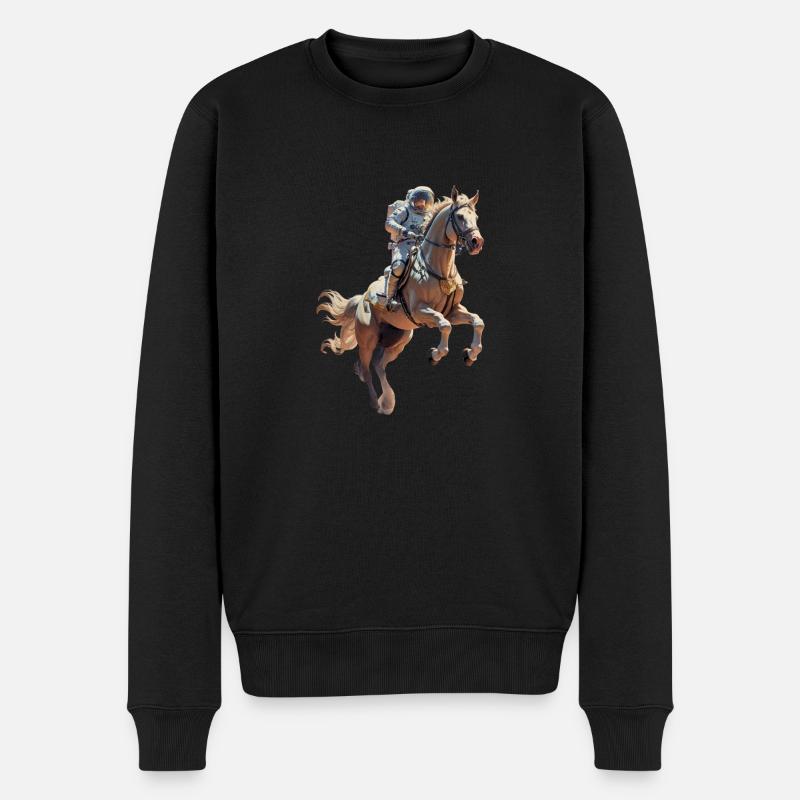 Astronaut mit Pferd - Männer Premium Bio Pullover - Schwarz