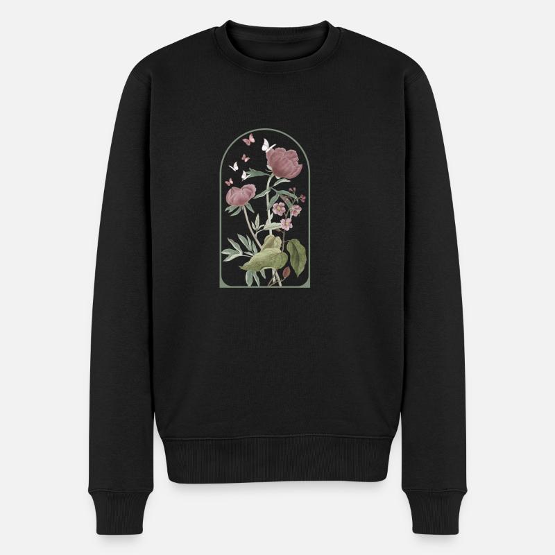 Böhmischer Blumenrahmen - Männer Premium Bio Pullover - Schwarz