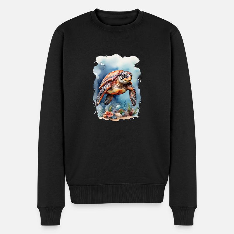 Tortue de mer sous l’eau - Pull Premium bio Homme - noir