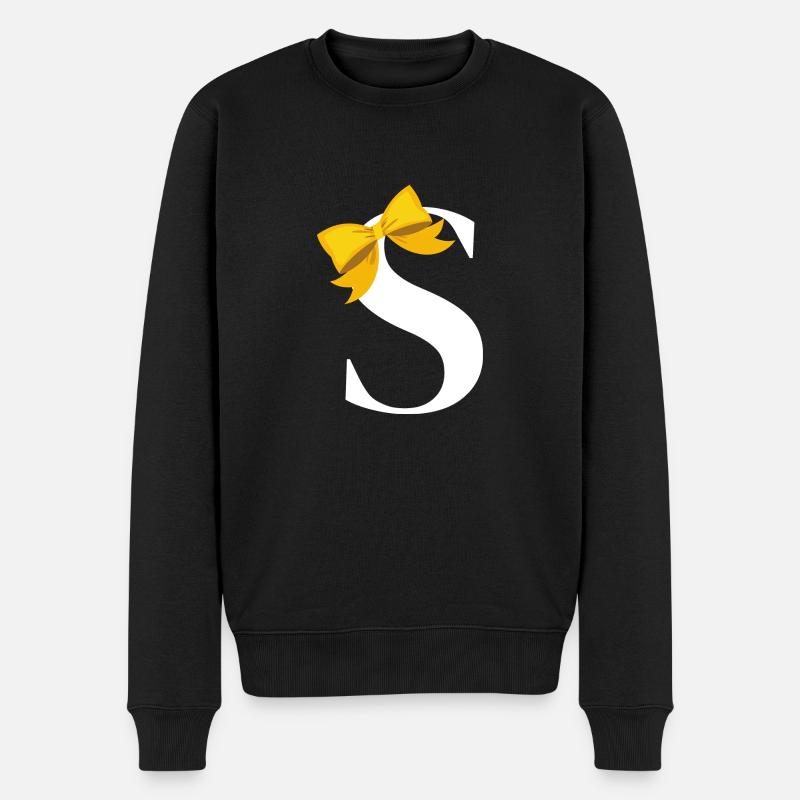 Buchstabe s gelbe Schleife - Männer Premium Bio Pullover - Schwarz