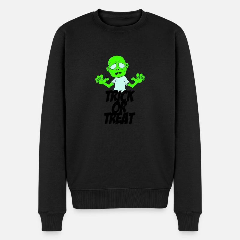 zombie trick or treat - Männer Premium Bio Pullover - Schwarz